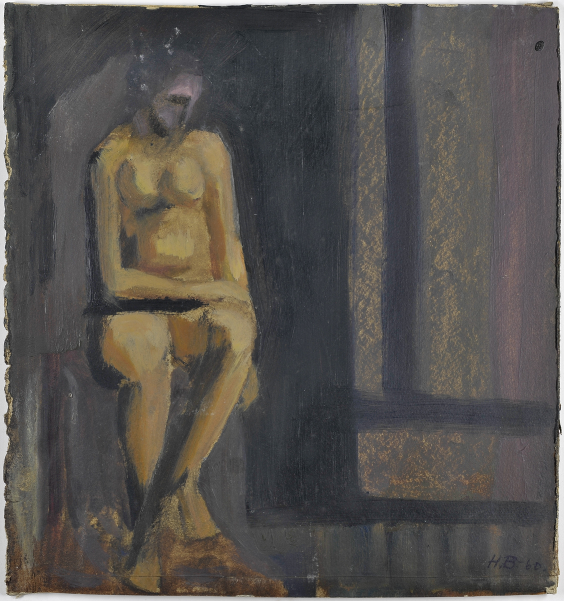 Sittende akt [Oljemaleri]