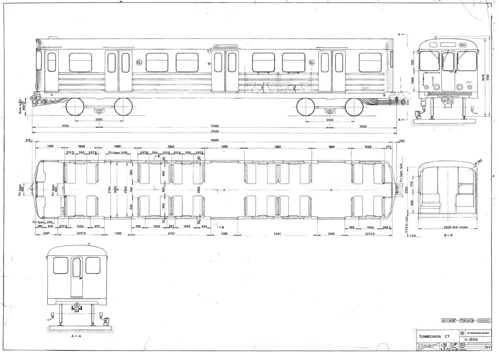 Tunnelbanevagn i Stockholm :: litt. C7 (ASEA/HS/ASJL 1973)