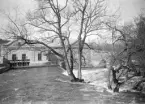 Linköpings vattenverk mitt i Tanneforsfallet. Verket försåg Linköpingsborna med dricksvatten fram till att vattentornet på Kanberget togs i drift 1910. Foto 1890-tal.