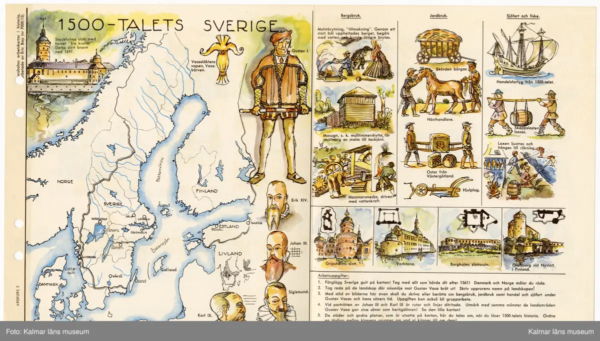 Kartor, byggnader, djur, växter, vattendrag, personer, näringar och annat förknippat med olika städer, landskap, länder i Sverige och världen.