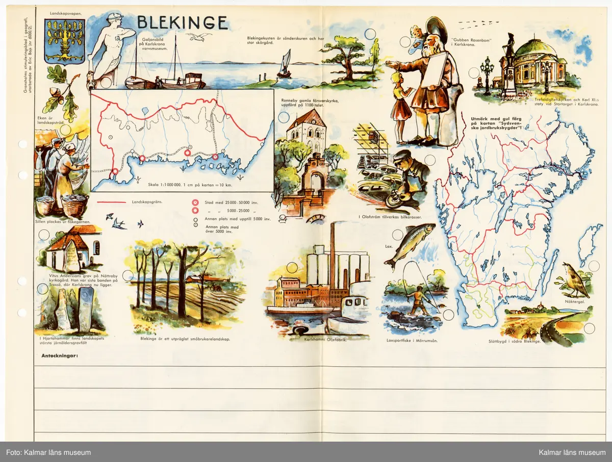 Kartor, byggnader, djur, växter, vattendrag, personer, näringar och annat förknippat med olika städer, landskap, länder i Sverige och världen.