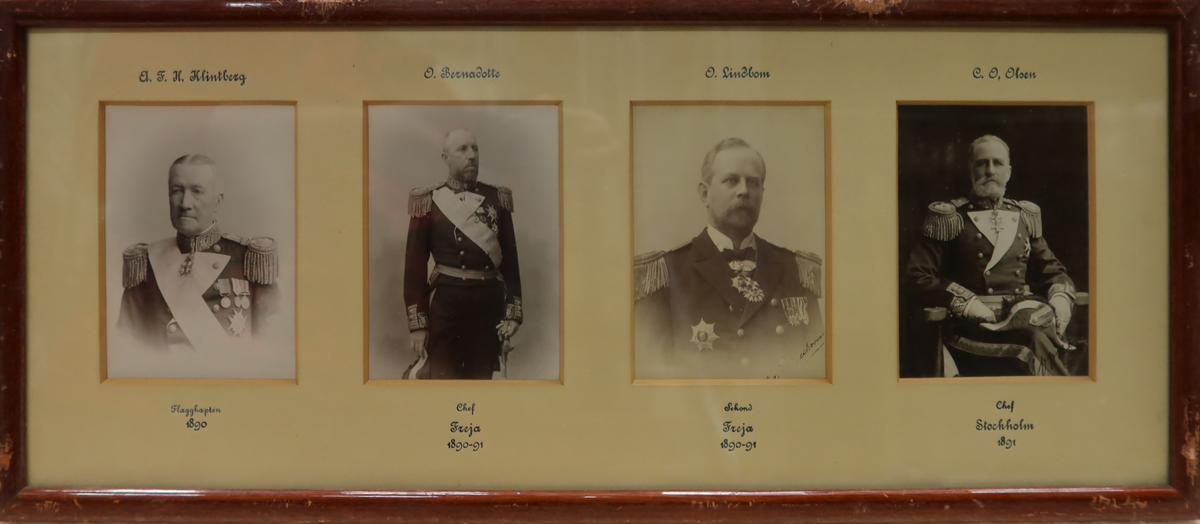 A.F.H. Klintberg 1890, O. Bernadotte 1890, O. Lindblom1890, C.O. Olsen 1891.
Lik Ö 4568

Ram: Brun