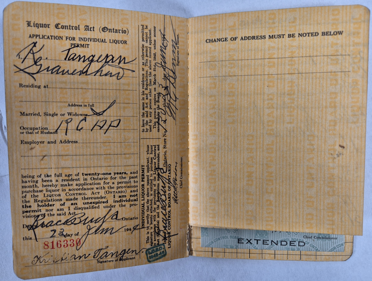 Personlig bok for rasjonering av alkoholholdige varer.