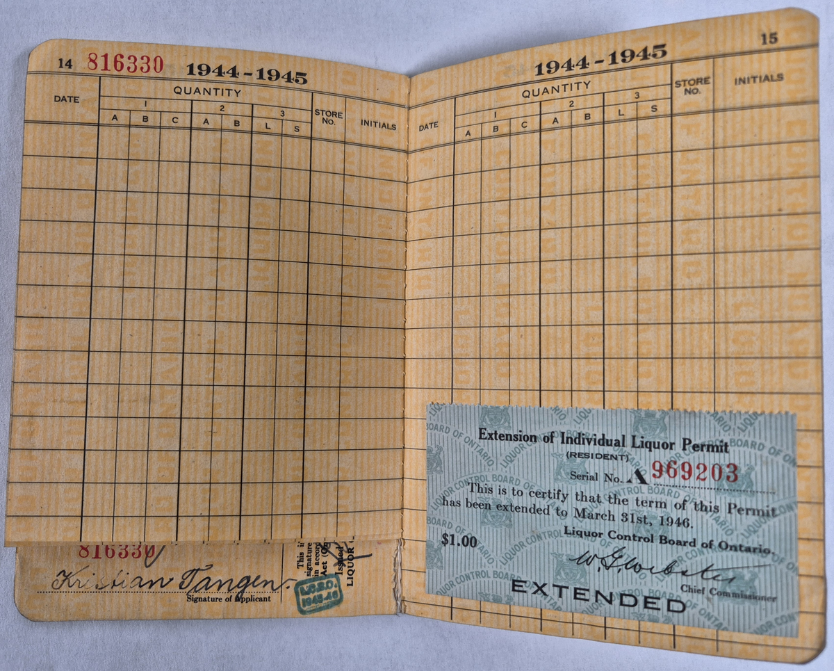 Personlig bok for rasjonering av alkoholholdige varer.