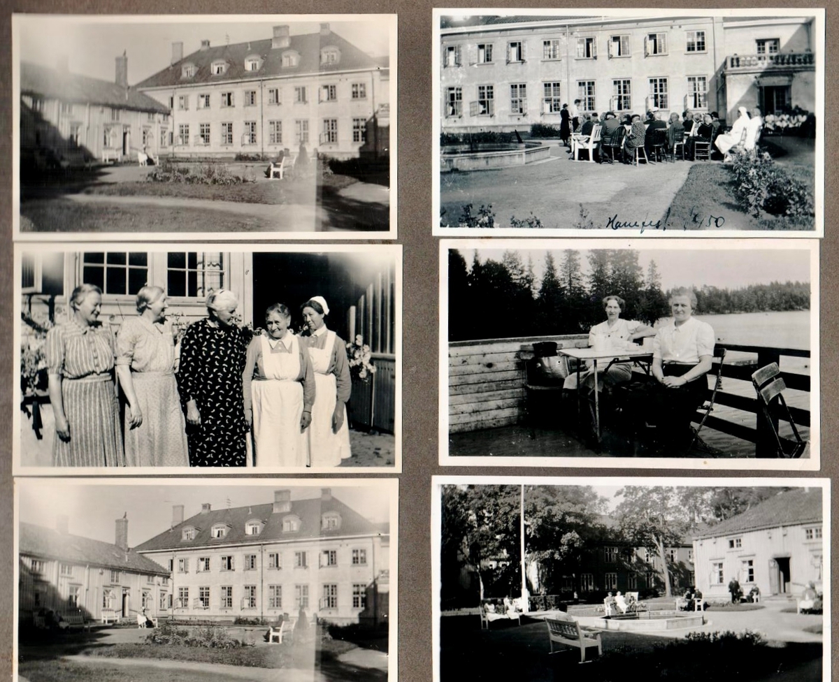 Flere bilder av bygningene og de ansatte ved Trondheim kommunale gamlehjem.