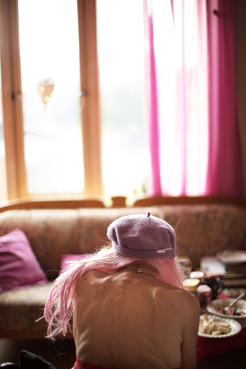 Then and In Between Now #From behind in purple beret [C-type print]