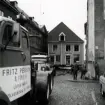 Areskogska husets flyttning 30.9. - 3.10. 1970. Huset på Västra Sjögatan.