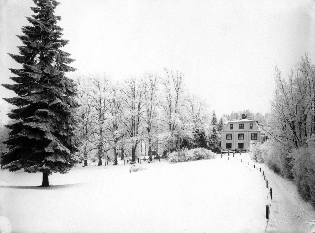 Enligt tidigare notering: Vinterbild. Villa.

Kasens herrgård.

Stämplad i högra hörnet med Maria Lundbäck Uddevalla