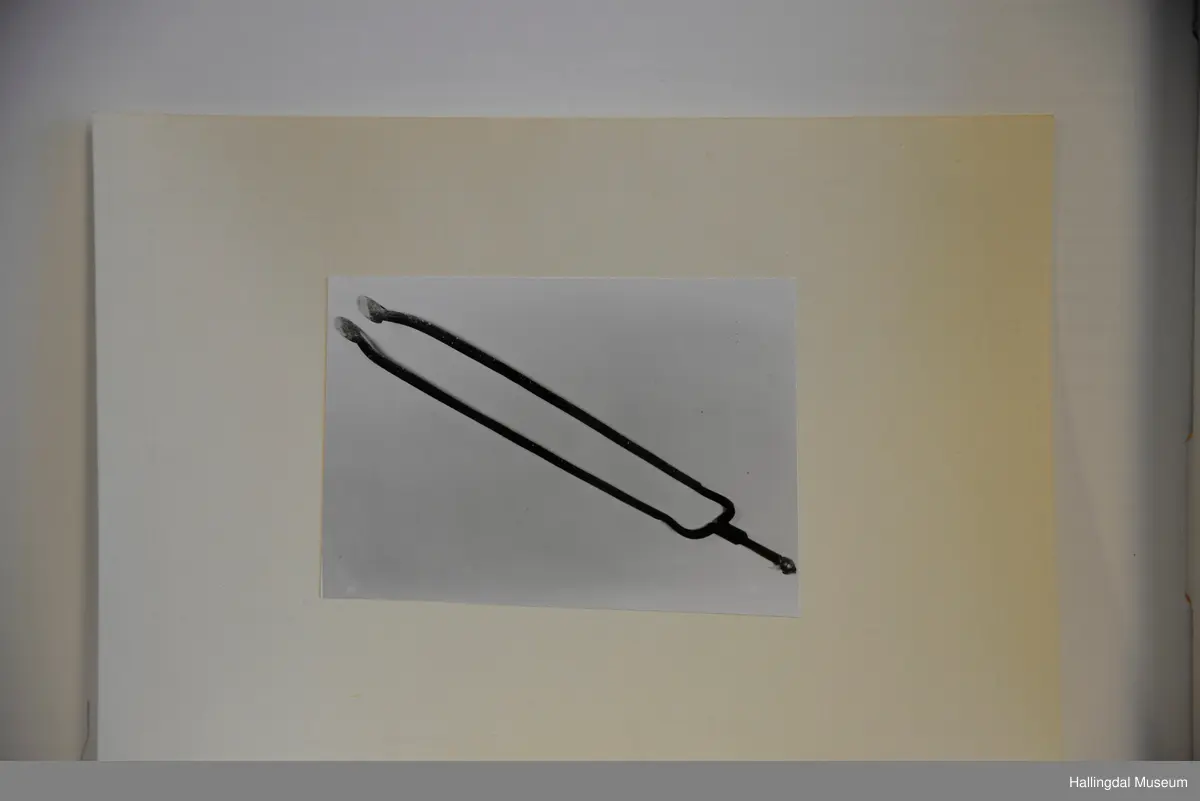 Skaft ender i messingknott. Løkke med ring i toppen.