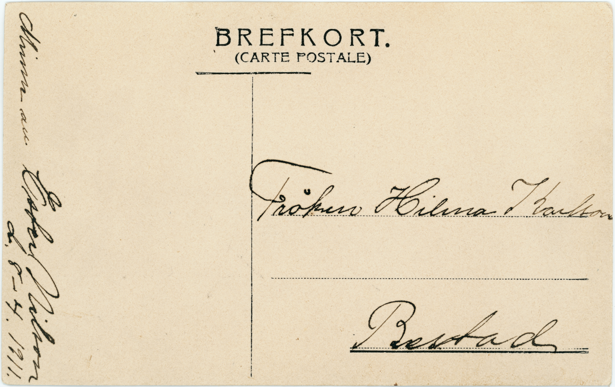 Brevkort adresserat till Fröken Hilma Karlson Restad.