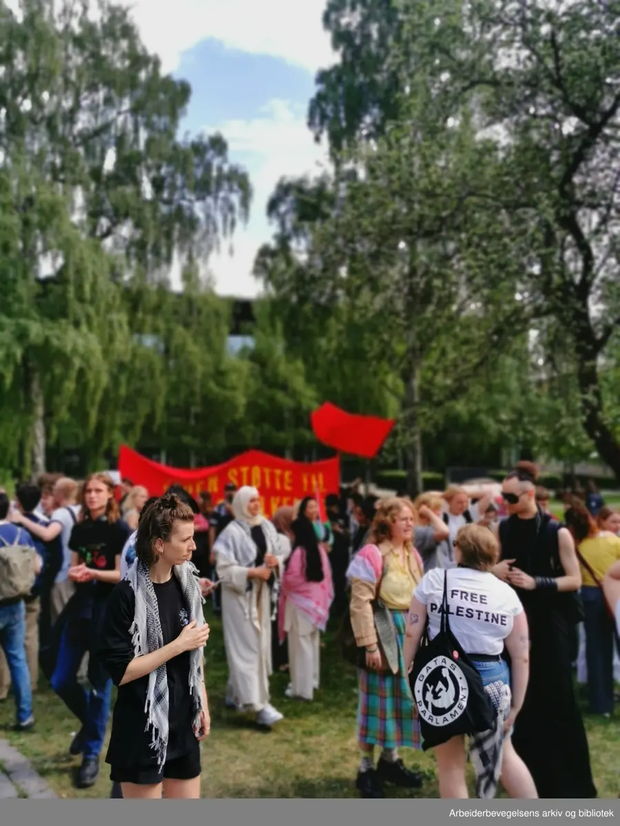 Juni 2024, Universitetet I Oslo. Studenter ønsker akademisk boikott av Israel til støtte for Palestina.