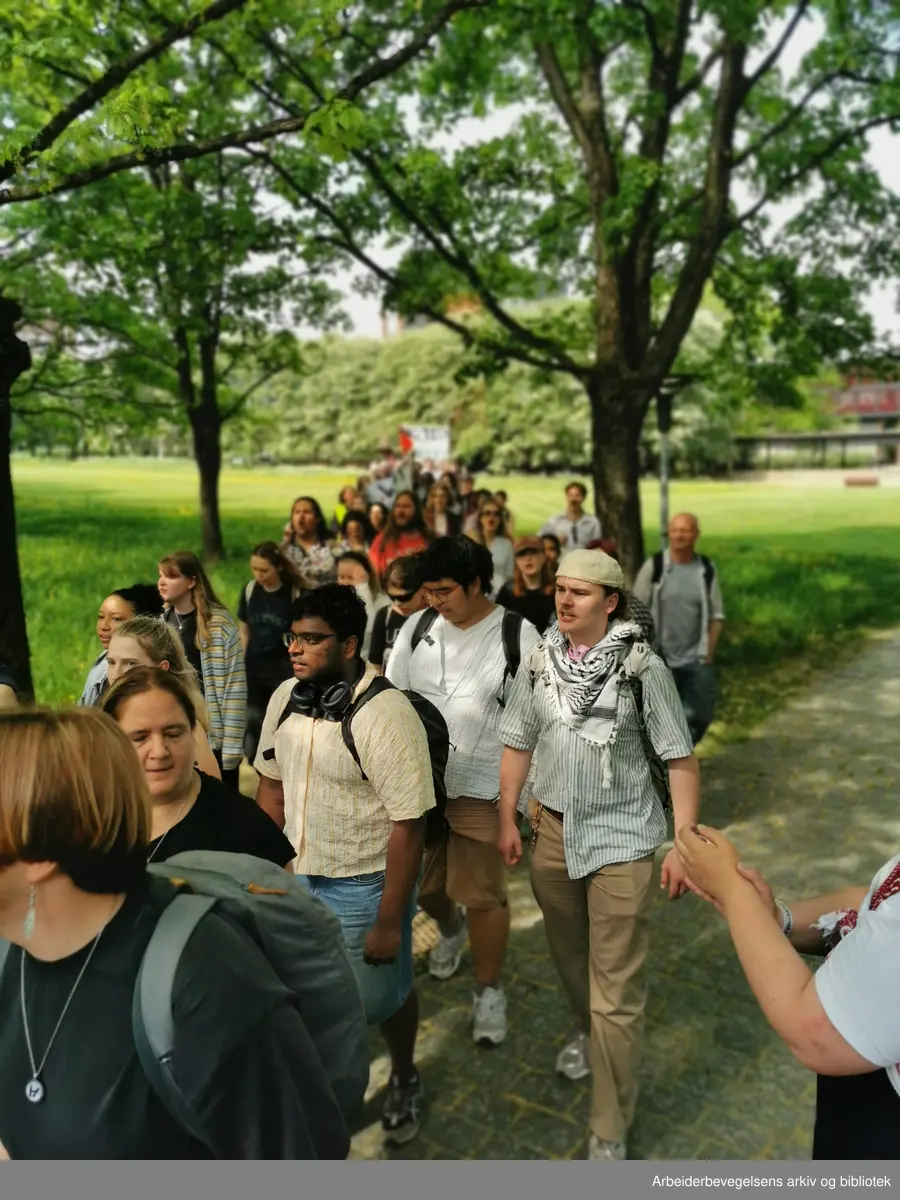 Juni 2024, Universitetet I Oslo. Studenter ønsker akademisk boikott av Israel til støtte for Palestina.