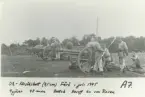 Fyra kanoner m/1902 från A 7 uppställda på Fårö med besättning i bakgrunden, 1945.