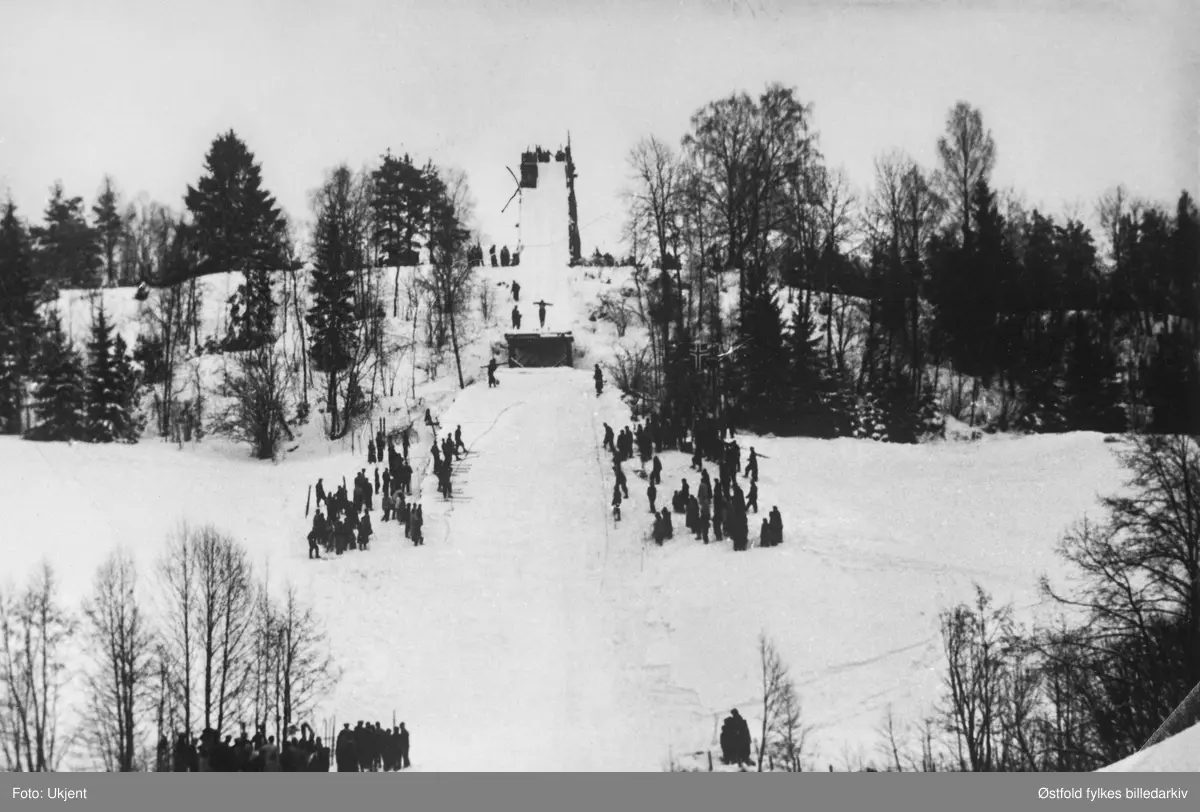 Kullerudbakken i Varteig, hoppbakke januar 1950.
