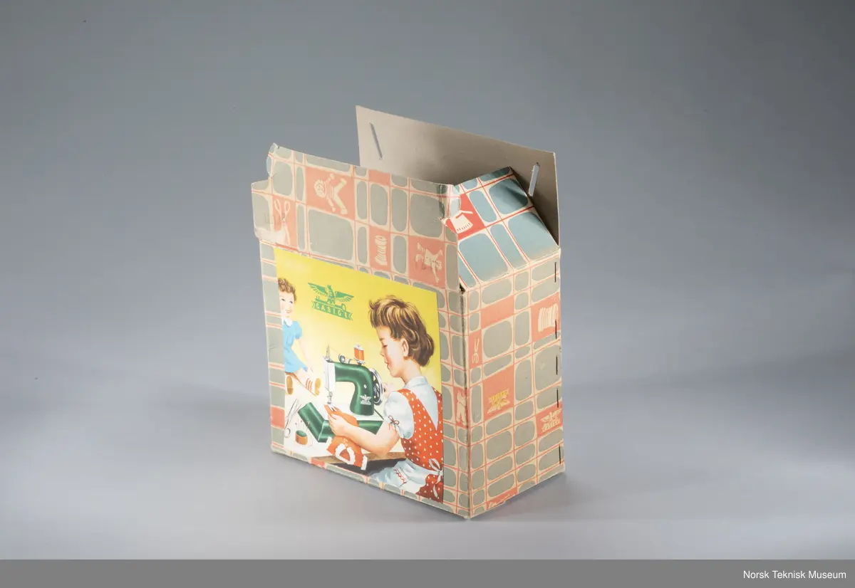 Symaskin med original eske. Bruksanvisning i esken