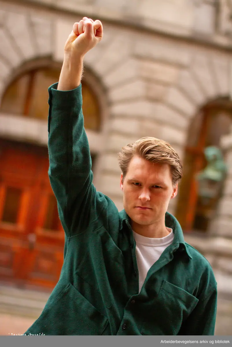 Jonas Kittelsen talsperson for Extinction Rebellion i høyesterett mandag 27.10.2024. Tiltalt for å ha sittet i resepsjonen til Olje og Energidepartementet i protest mot nye oljelisenser.