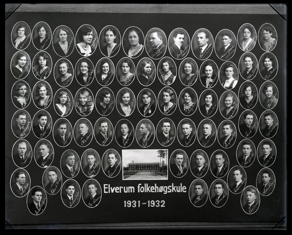 Montasje. Elverum Folkehøgskule (Folkehøgskole) 1931-1932.