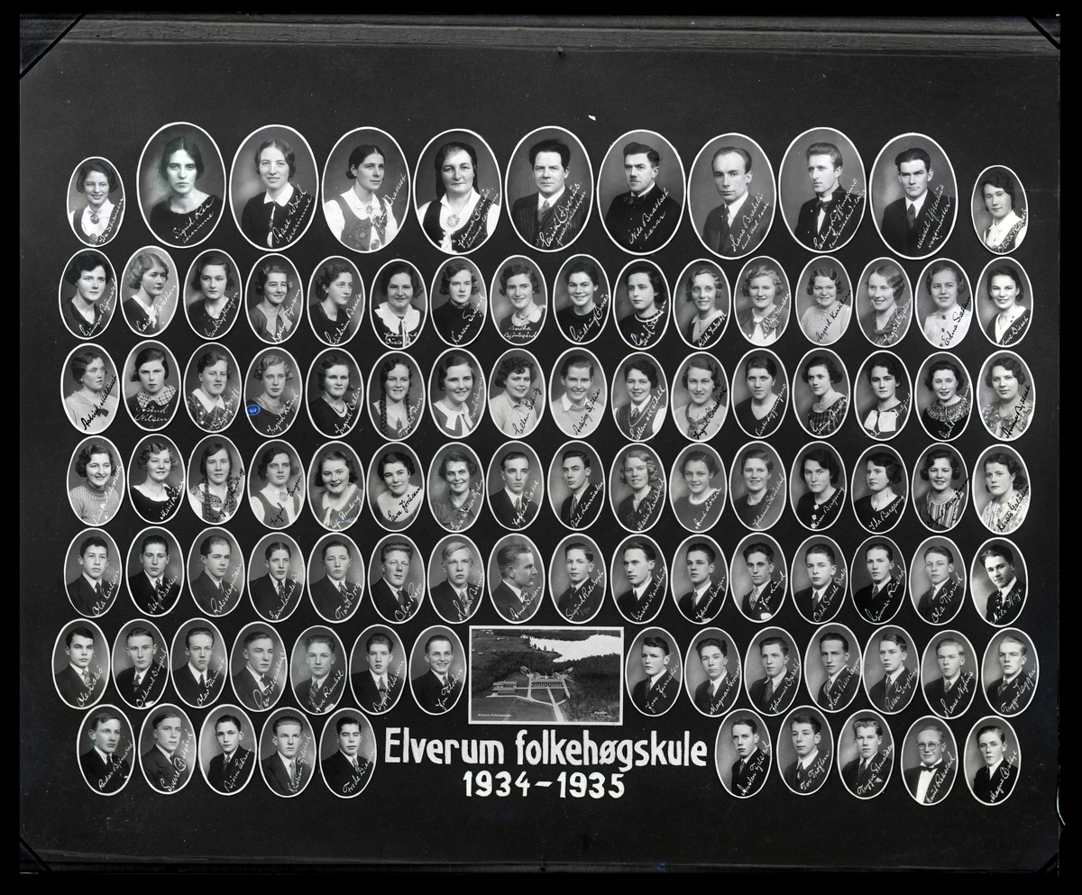 Montasje. Elverum Folkehøgskule (Folkehøgskole) 1934-1935.