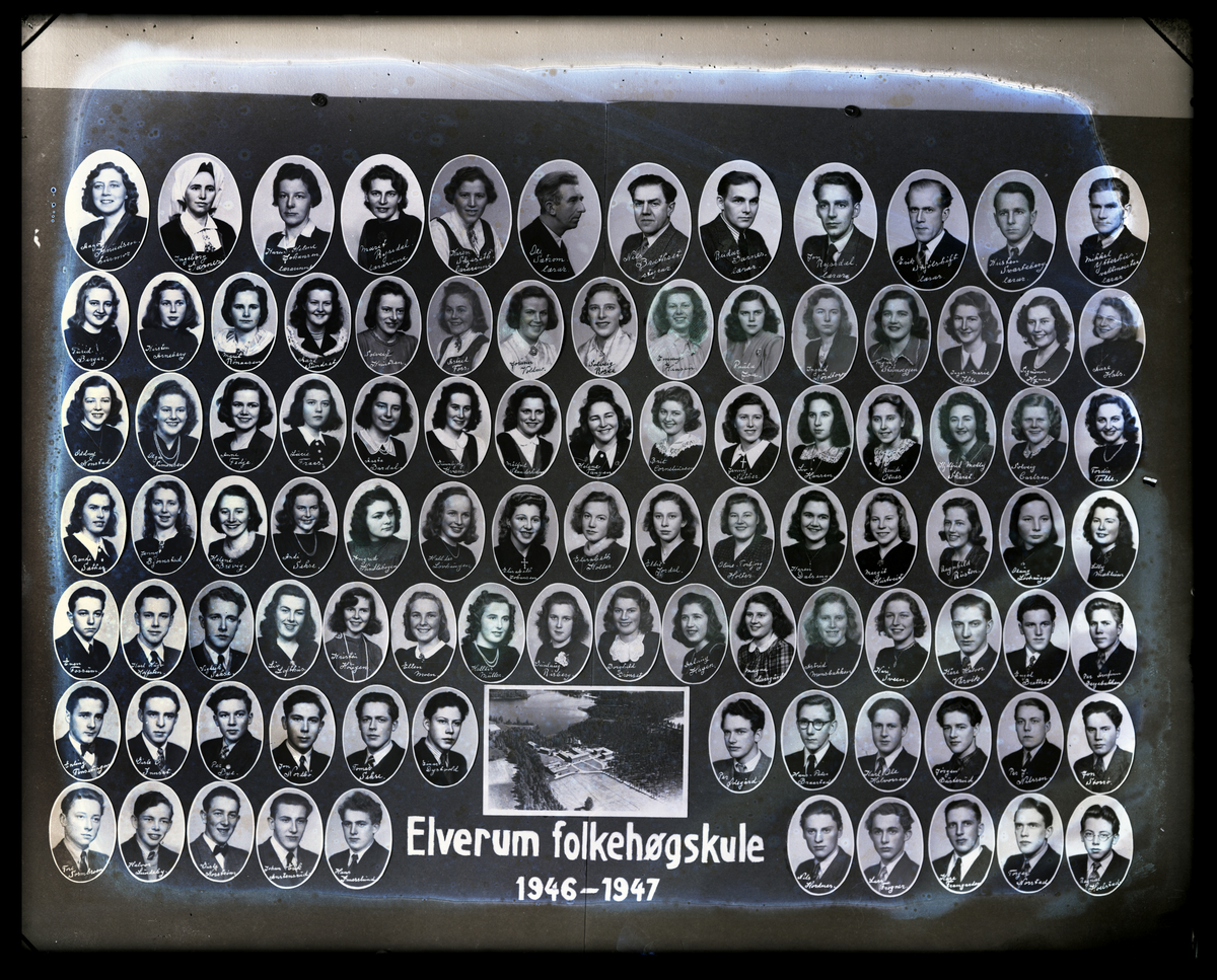 Montasje. Elverum Folkehøgskule (Folkehøgskole) 1946-1947.