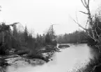 Fabrik vid å, ca. 1900. Okänd plats, troligen i Kronobergs län.