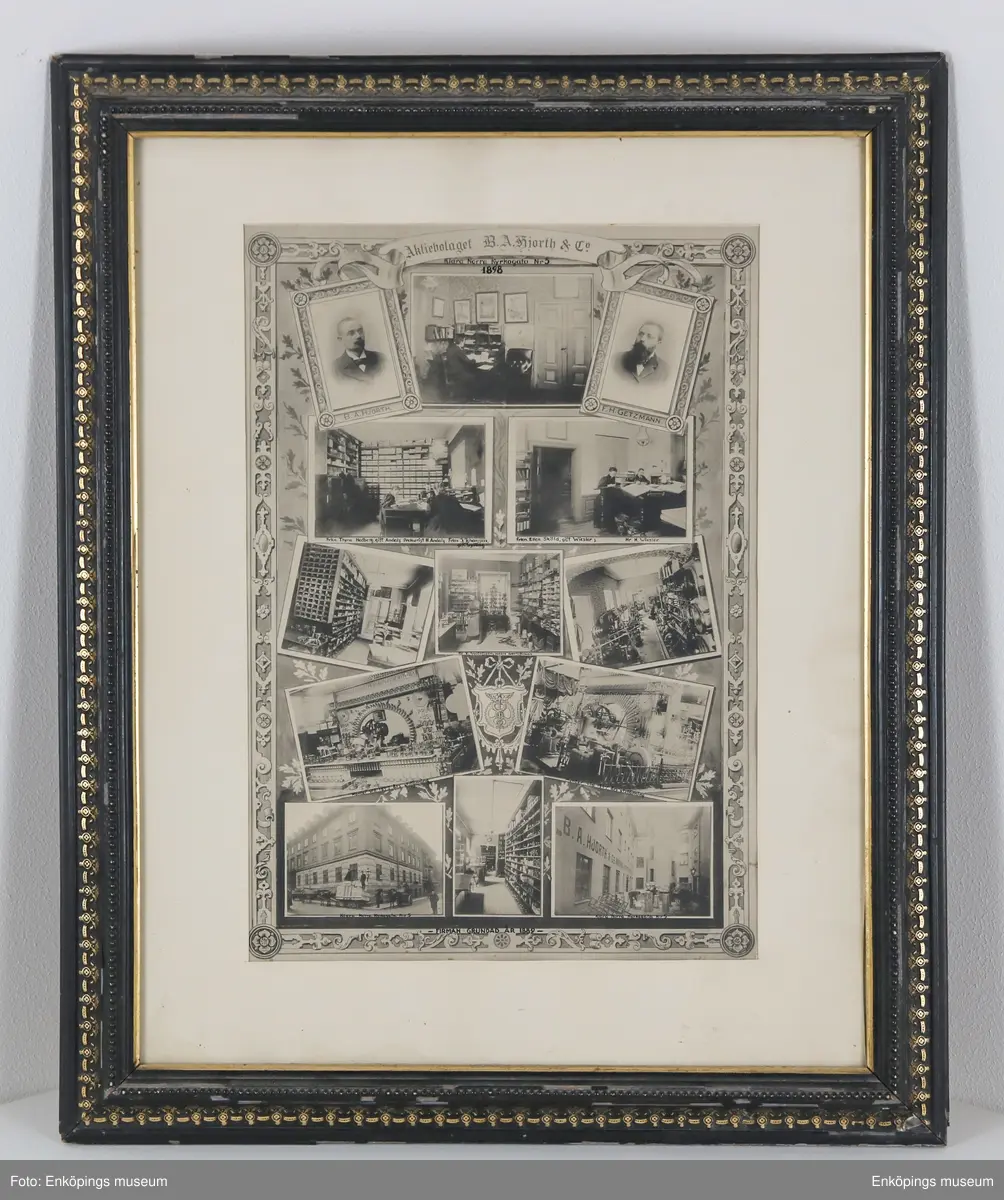Tavla motiv: Småbild över verksamheten B. A. Hjorth & Co Klara norra kyrkogatan5, 1898. Firman grundad 1889 aktiebolaget B. A. Hjorth & Co 5309.