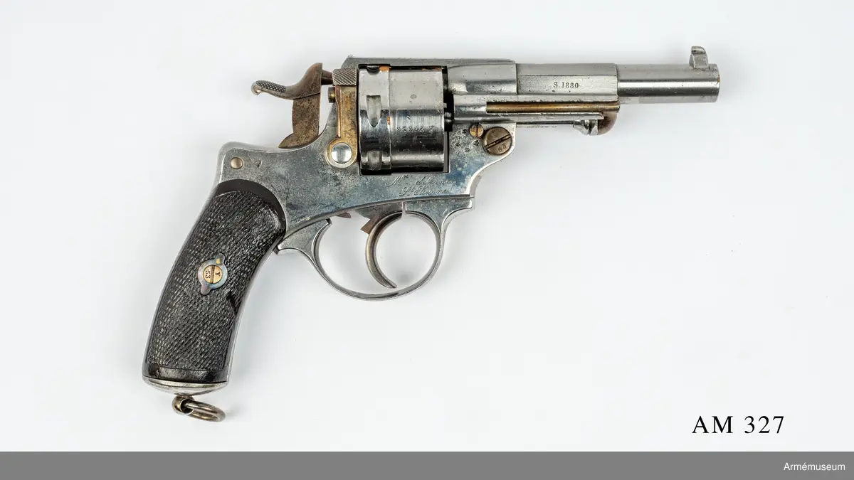 Samhörande nr är 294-299, 321-350, 400-448 (327-328).
Revolver m/1873, Frankrike.
