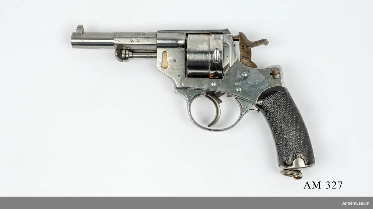 Samhörande nr är 294-299, 321-350, 400-448 (327-328).
Revolver m/1873, Frankrike.
