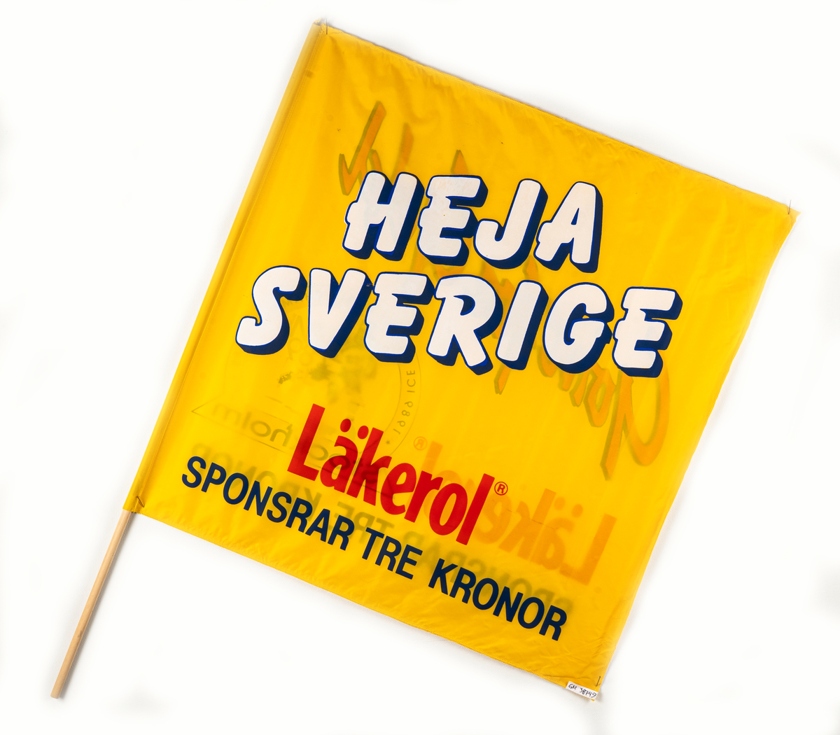 Gul supporterflagga för Ishockey VM 1989,