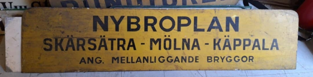 Skylt för färjor från Nybroplan till Käppala på Lidingö.