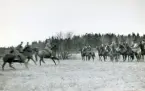 Efter Hubertusjakten avtackas mastern och pikörerna av jaktfältet under överste von Rosens ledning.