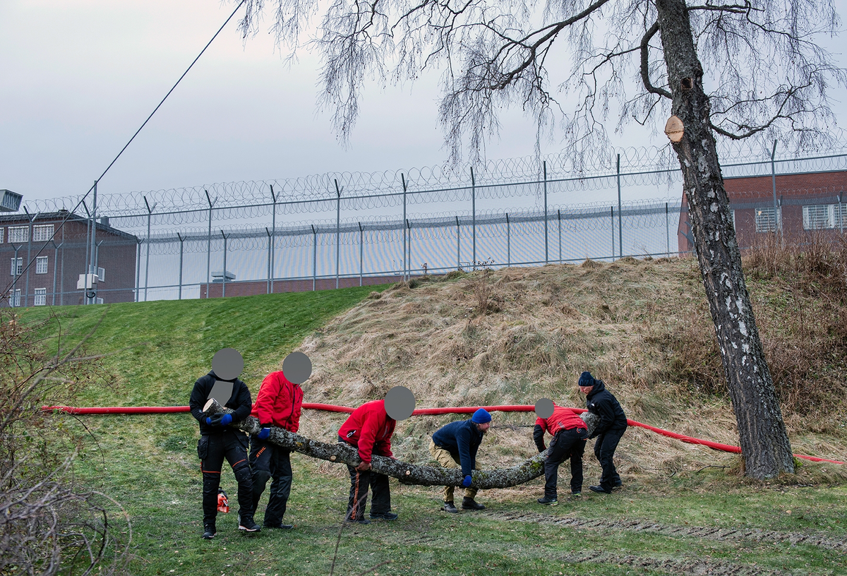 Tekst på nordsamisk lenger ned / Geahca sámegiela teavstta vuolábealde

"Flukthus/Báhtarangoahti" er et kunstverk utført av Vuogas, arkitekturkollektivet med kunstnerne og arkitektene Joar Nango og Eystein Talleraas, i nært samarbeid med innsatte og ansatte ved Ila. Verket har formen og funksjonen til en gamme, men er ikke bygget helt slik en gamme tradisjonelt blir bygget. Hovedstrukturen og de bærende elementene er tilvirket og satt sammen på tradisjonelt vis, men uten jord, torv og never slik det samiske folket gjennom tidene har benyttet seg av. Som vanlig når Vuogas engasjeres i prosjekter, har de undersøkt, funnet og brukt lokale materialer som bærer med seg historikken fra stedet. I dette tilfellet trevirke fra skogen rundt Ila, i tillegg til funnet materiale og gjenstander fra fengselet og gartneriets område. "Flukthus/Báhtarangoahti" er et arkitektonisk kunstverk, men også et oppholdssted og et sosialt rom. Det er bygget for avdelingen, med tanke for de innsatte og ansatte ved NFFA, og der intensjonen har vært at gammen og bålplassen skal bli et godt sted å være.

Joar Nango (f. 1979) er en samisk-norsk kunstner og arkitekt som bor og jobber i Tromsø. Han er utdannet arkitekt fra NTNU i Trondheim og grunnlegger av arkitekturkollektivet Vuogas sammen med Eystein Talleraas (f. 1980). Talleraas bor og jobber i Oslo, og er utdannet arkitekt fra NTNU i Trondheim.

"Báhtarangoahti/Flukthus" lea dáiddadagus, man Vuogas, dáiddára ja arkiteavtta guoktá Joar Nango ja Eystein Talleraas arkitektuvrakollektiiva lea ráhkadan, lagas ovttasbarggus Ila giddagasa fá¿ggaiguin ja virggehasaiguin.  Dáiddadahkosis lea goadi hápmi ja doaibma, muhto dat ii leat huksejuvvon jur dego goahti árbevirolaccat huksejuvvo. Riggi ja válddahagat leat ávdnejuvvon ja cohkkejuvvon árbevirolaš vuogi mielde, muhto goadis eai leat lavnnjit, darffit ja beassit, maid sápmelaccat áiggiid cada leat geavahan godiineaset. Nugo dábálaccat go Vuogas bálkáhuvvo prošeavttaide, de lea arkiteaktakollektiiva guorahallan, gávdnan ja geavahan báikkálaš ávdnasiid, main lea lagasbirrasa historihkka. Dán oktavuodas lea ávnnasmuorat vižžojuvvon vuovddis Ila birra, ja lassin leat gávdnon ávdnasat ja biergasat giddagasas ja gilvvagárdedoalu guovllus. "Báhtarangoahti/Flukthus" lea arkitektuvrralaš dáiddadagus, muhto maiddái orostallansadji ja servvoštallanlatnja. Dat lea huksejuvvon ossodaga várás, NFFA [našuvnnalaš nannejuvvon oktasašossodaga] fá¿ggaid ja virggehasaid gorrái, ja man áigumuš  lea leamaš ahte goahti ja árran galget šaddat sadjin gos lea vuogas leahkit.

Joar Nango (r. 1979) lea Norgga beali sámi dáiddár ja arkiteakta, gii ássá ja bargá Romssas. Son lea oahppan arkiteaktan NTNU:s [Norgga teknihkalaš-luonddudiedalaš universiteahtas] Tråantes/Troanddimis, ja lea vuoddudan Vuogas arkitektuvrakollektiivva ovttas Eystein Talleraas:in (r. 1980). Talleraas ássá ja bargá Osloves, ja lea oahppan arkiteaktan NTNU:s Tråantes/Troanddimis.