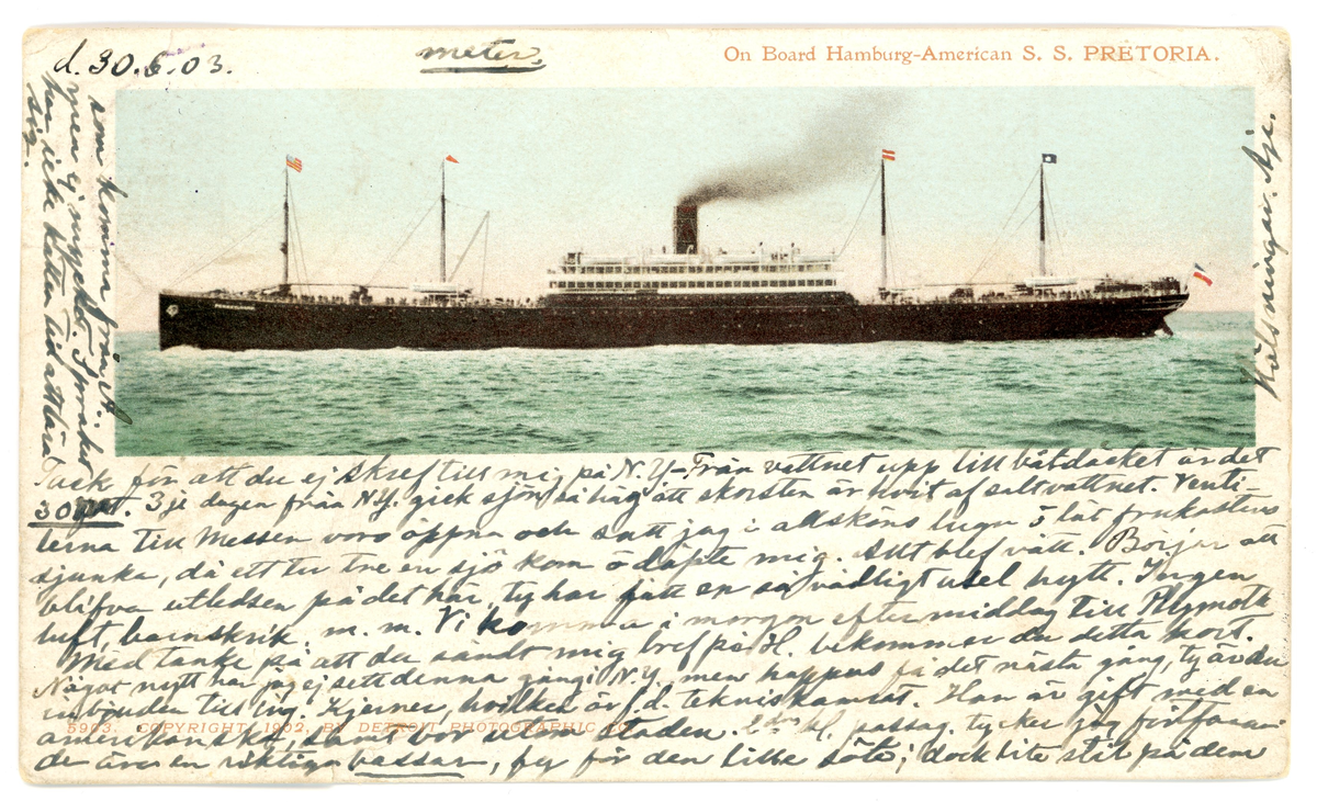 Fartyget S.S. Pretoria på Hambug - America line (HAPAG).