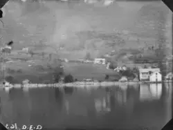 Landskap sett fra sjøen. Antagelig Lofthus.