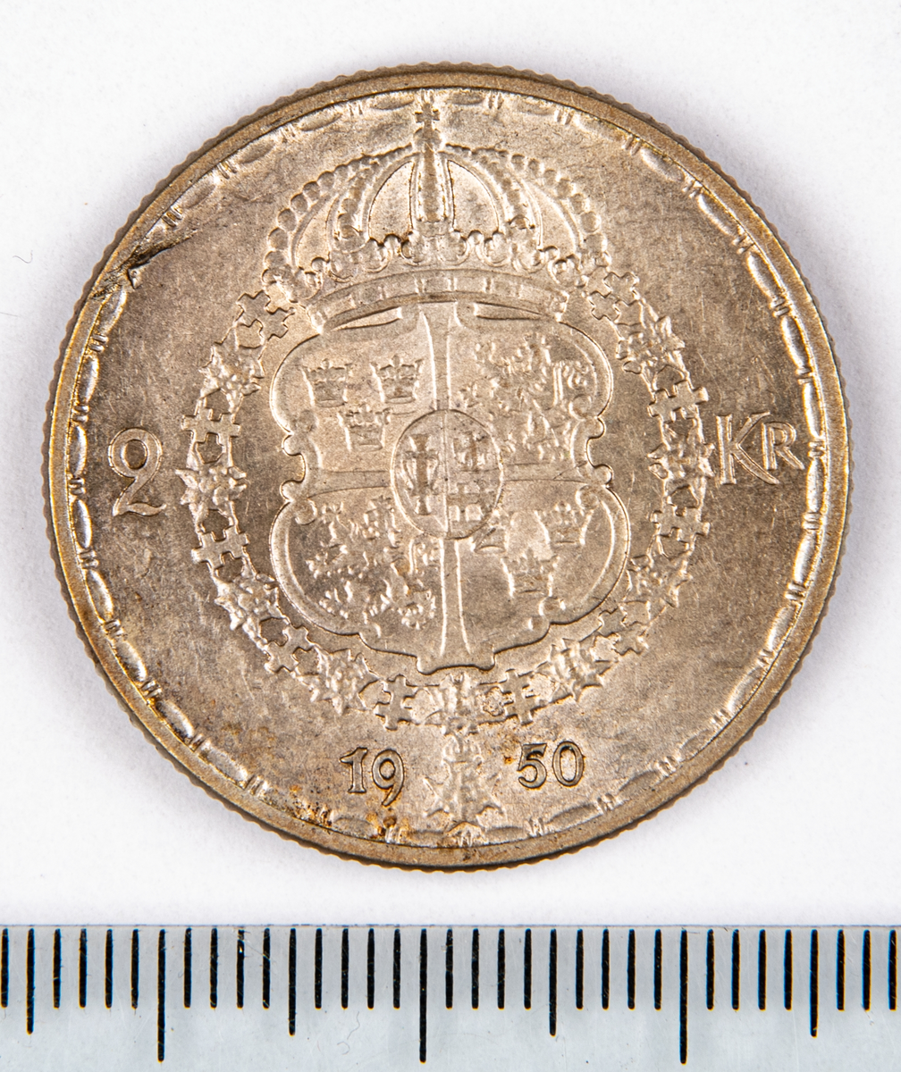 Mynt, Sverige, 2 kronor, 1950.