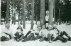 Från vinterövningarna i Östersund 1936. Martin, Bergman, Persson, Larsson, Sandberg, Edberg, Skedelius (Svensson), Östhool.