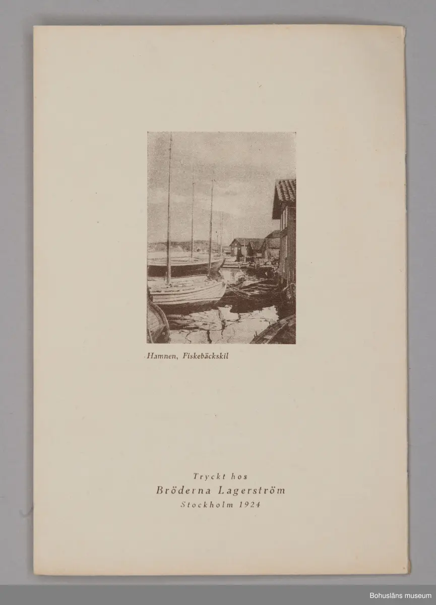 Turistbroschyr för Fiskebäckskils Havskuranstalt 1924.