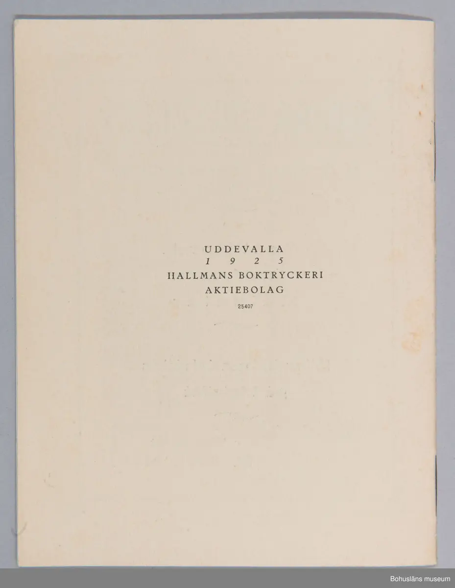 Turistbroschyr för Fjällbacka Havsbad 1925.