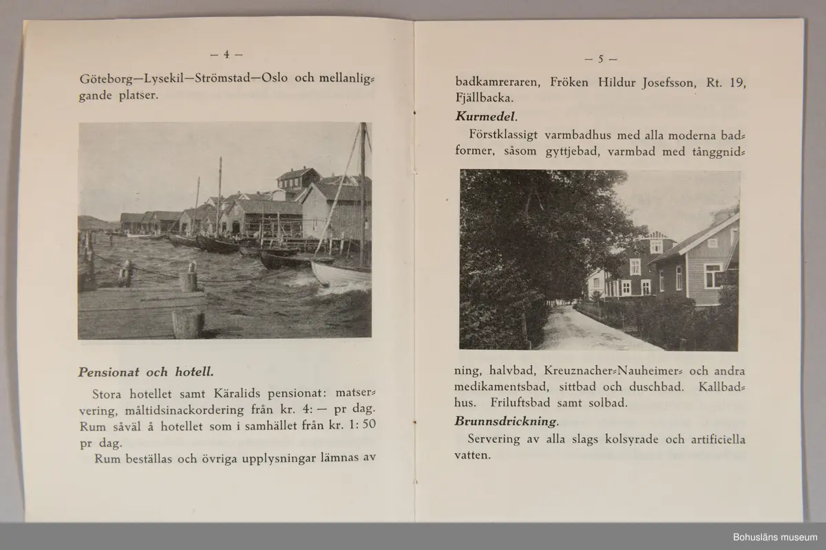 Turistbroschyr för Fjällbacka Havsbad 1925.
