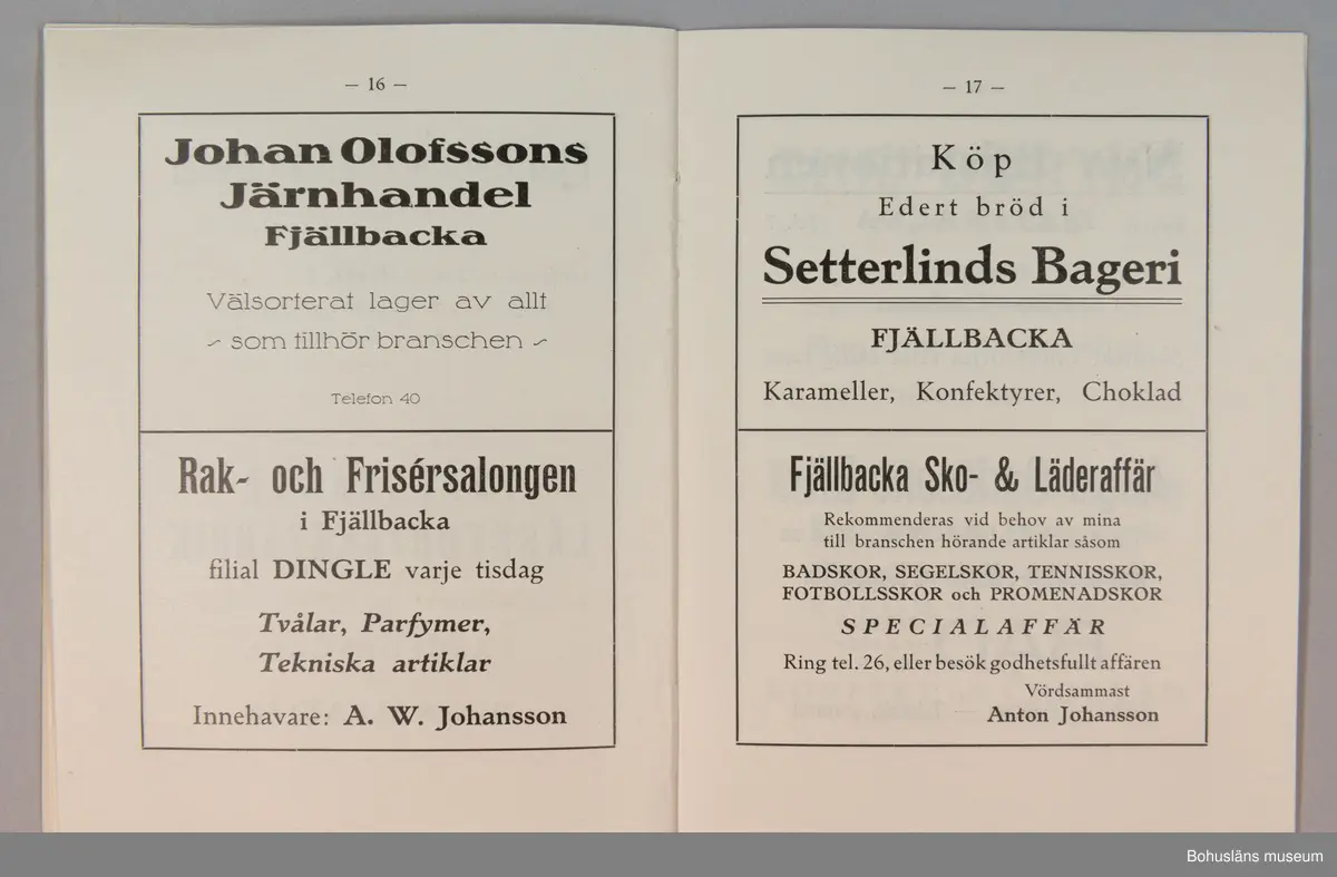 Turistbroschyr för Fjällbacka Havsbad 1925.