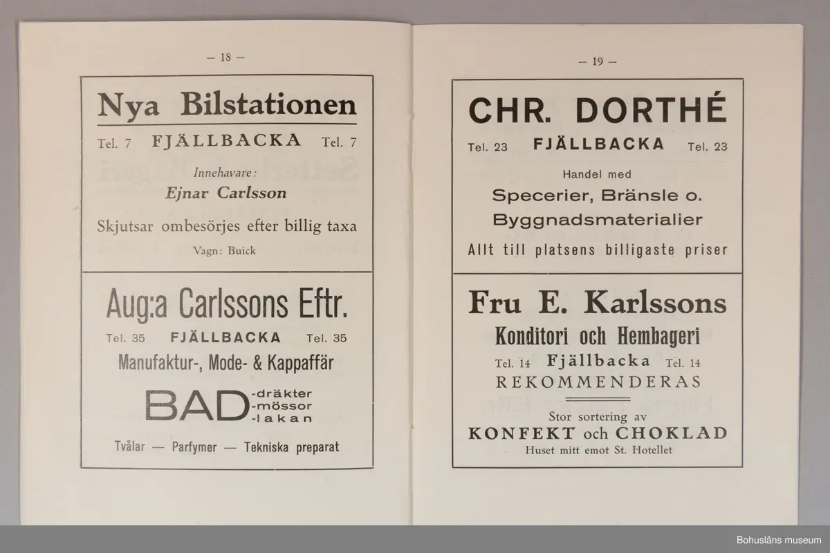 Turistbroschyr för Fjällbacka Havsbad 1925.