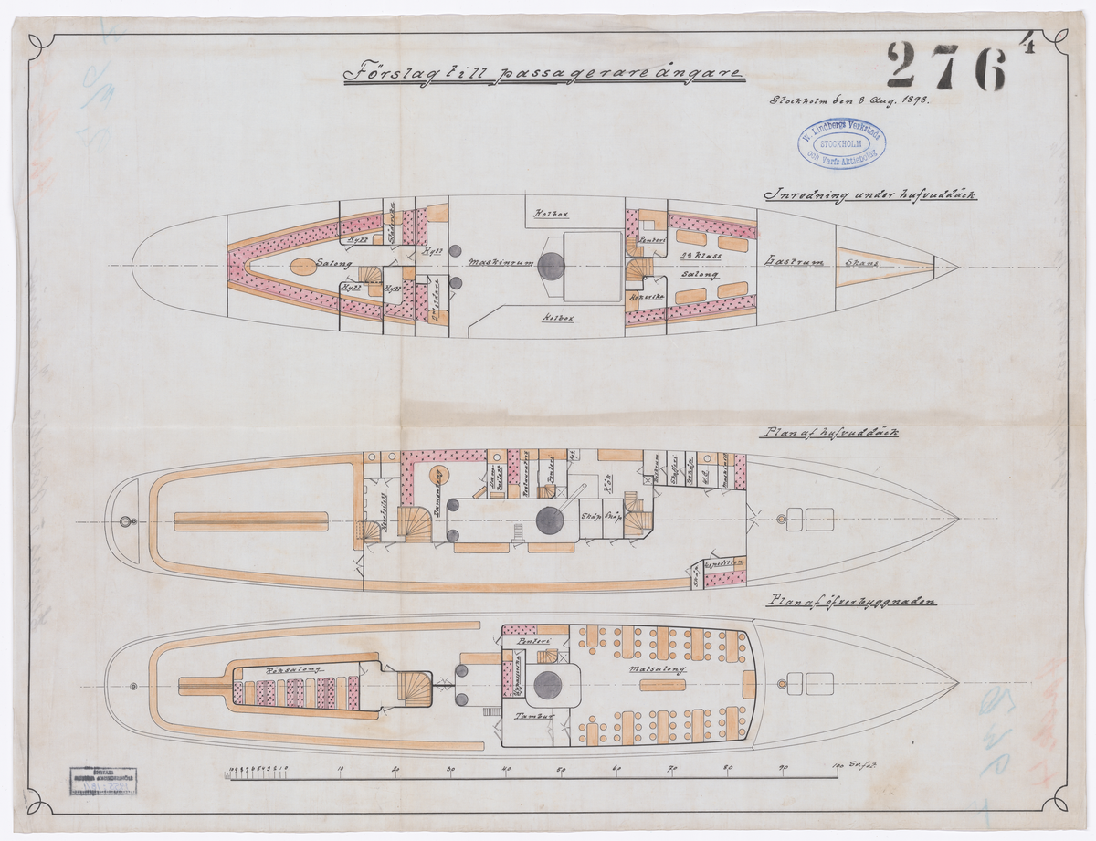 Förslag till inredning under huvuddäck m.m.