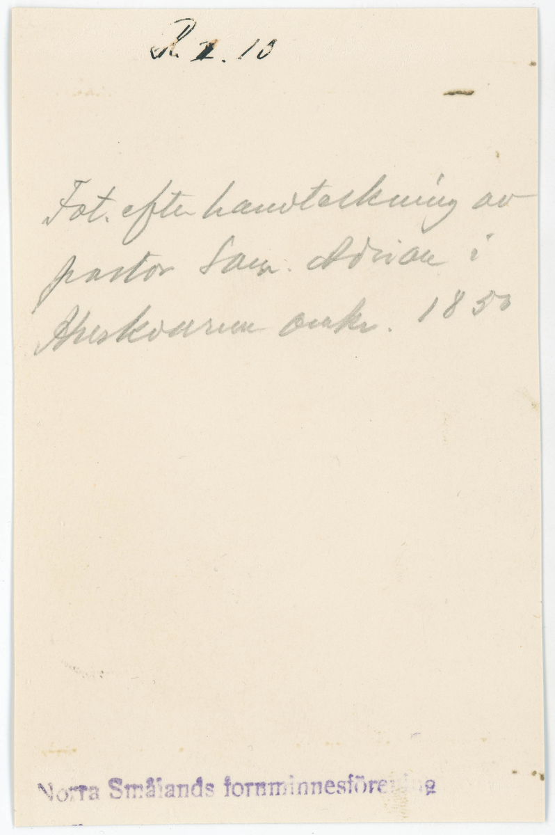 Porträtt på Fru Westberg gift med Inspektör G Westberg, Rosendala Huskvarna.