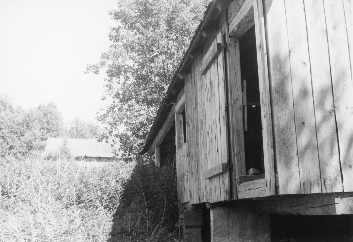 Tre fotografier av sågen i Stegared som ingår i en grupp fotografier från en serie bilder från Stegareds tunnbinderi (drittelfabrik). Sedan tidigt 1900-tal har Mjällsjöbäcksfallet, mellan Mjällsjön och Stegasjön, utnyttjats för driften av en ramsåg. Här anlades 1913 även en s k Francisturbin för elproduktion, varifrån byarna Stegared och Angryd fick el fram till tidigt 1950-tal. Numera finns i driftdugligt skick, på grunderna efter den gamla byggnaden, ett sågverk med sågram från 1950 samt en yngre turbin och generator i en byggnad från 2005. Här fanns även en byggnad för tillverkning av smördrittlar (se bild VMF031965:a-b samt samt VMA12342_4-16).