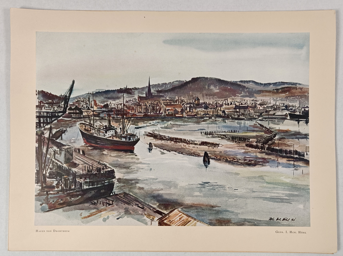 Mappe med 8 akvareller laget av Gerhard Schmalz og Heinrich Høhl. Akvarellene er en reproduksjon.