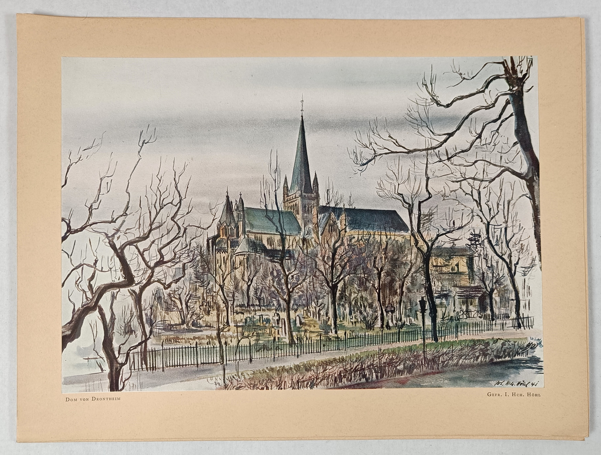 Mappe med 8 akvareller laget av Gerhard Schmalz og Heinrich Høhl. Akvarellene er en reproduksjon.