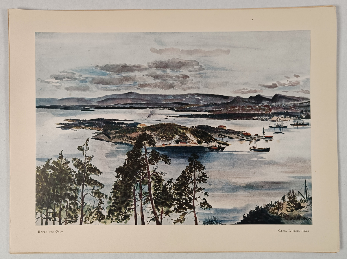 Mappe med 8 akvareller laget av Gerhard Schmalz og Heinrich Høhl. Akvarellene er en reproduksjon.