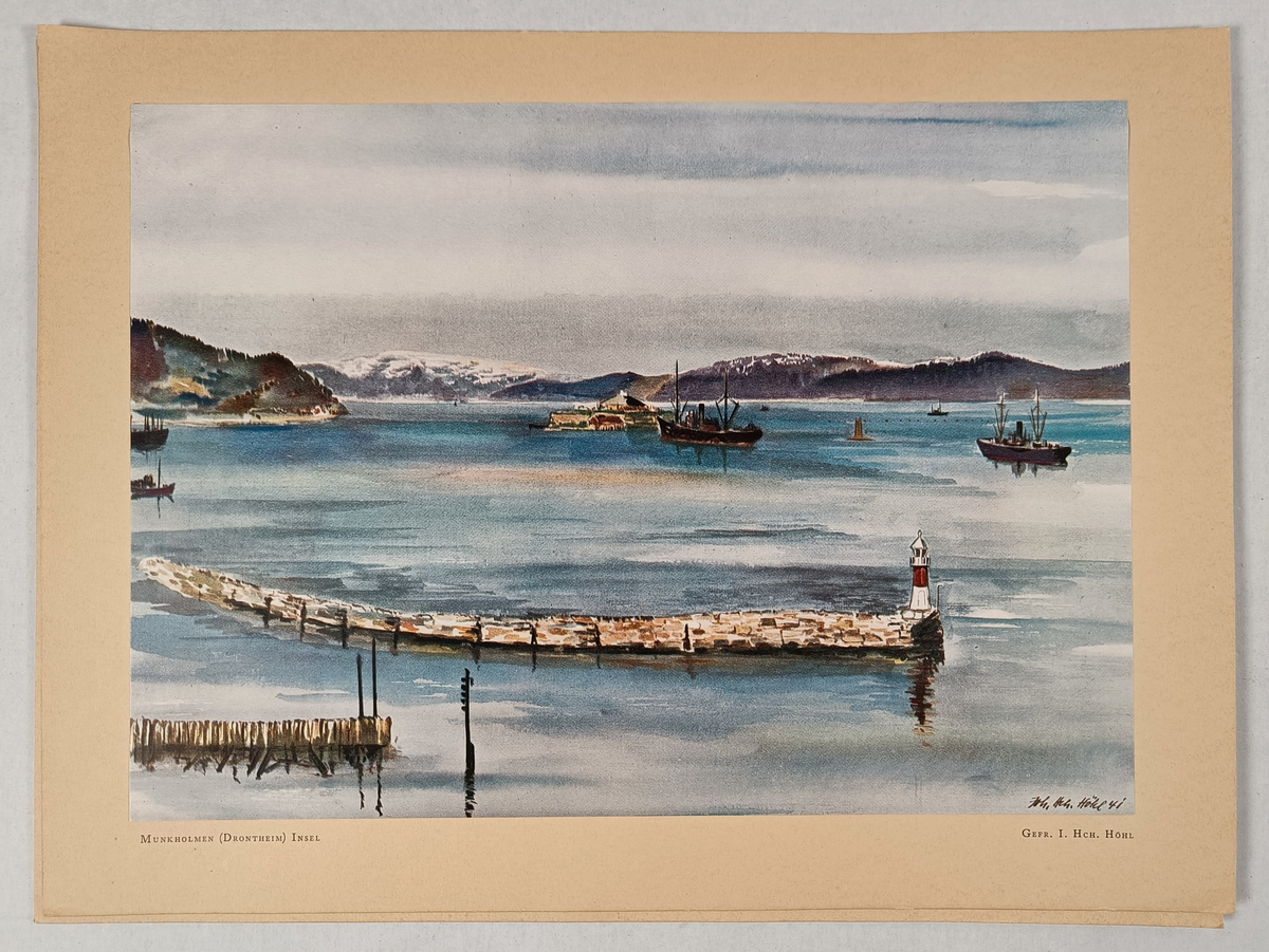 Mappe med 8 akvareller laget av Gerhard Schmalz og Heinrich Høhl. Akvarellene er en reproduksjon.