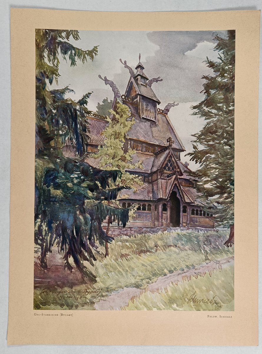 Mappe med 8 akvareller laget av Gerhard Schmalz og Heinrich Høhl. Akvarellene er en reproduksjon.