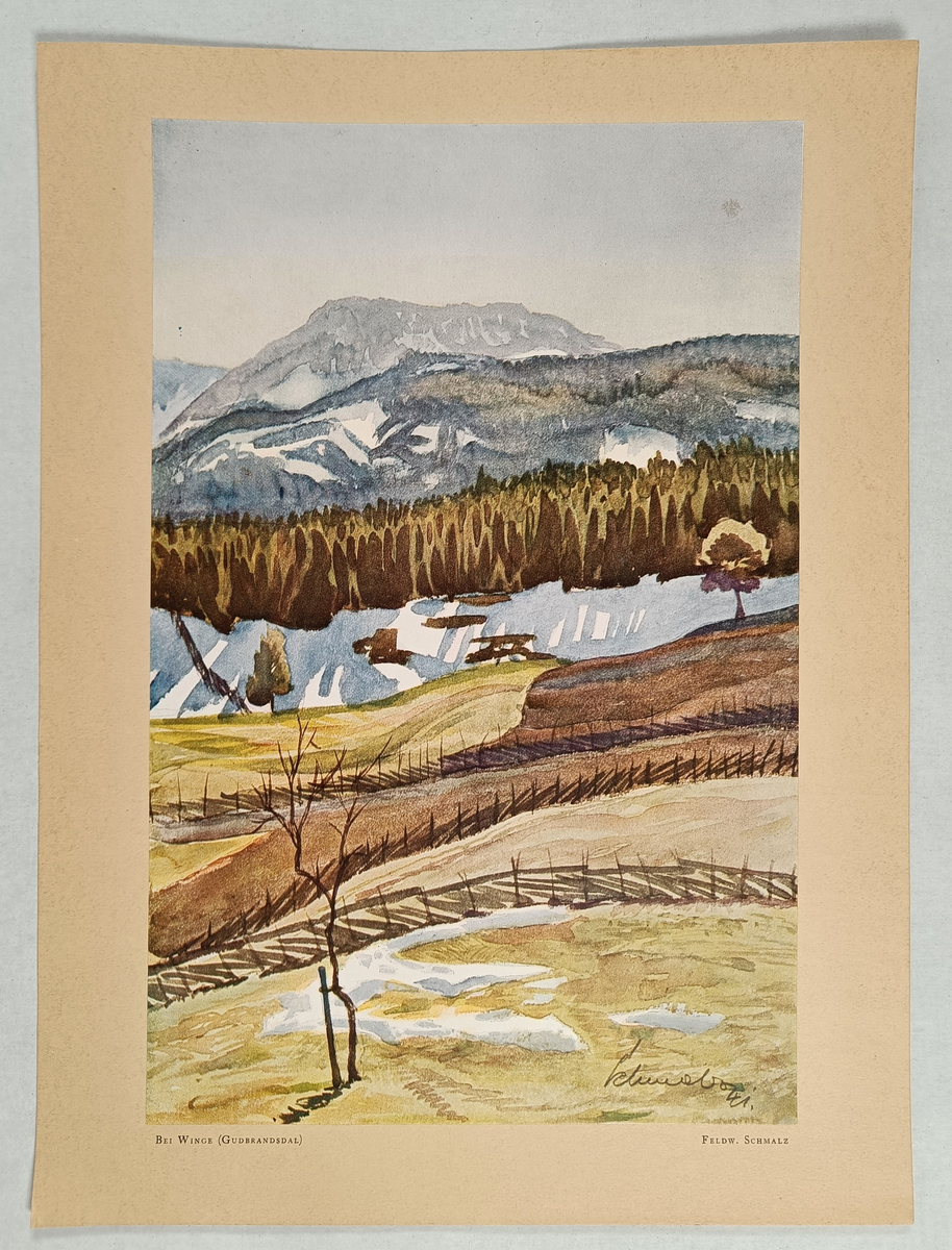 Mappe med 8 akvareller laget av Gerhard Schmalz og Heinrich Høhl. Akvarellene er en reproduksjon.