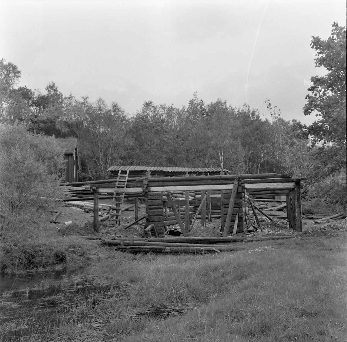 Stornauset fra Austre Fløan under oppføring på Sverresborg Trøndelag folkemuseum
